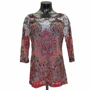 SKYE'S The Limit Pink Mandala Lace 3/4 Sleeve Top